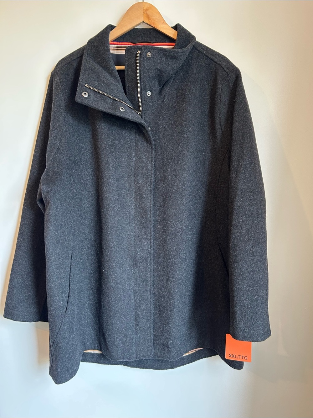 NWT Pendleton Women's Glacier Stripe Lined Wool Blend Coat Jacket Charcoal XXL